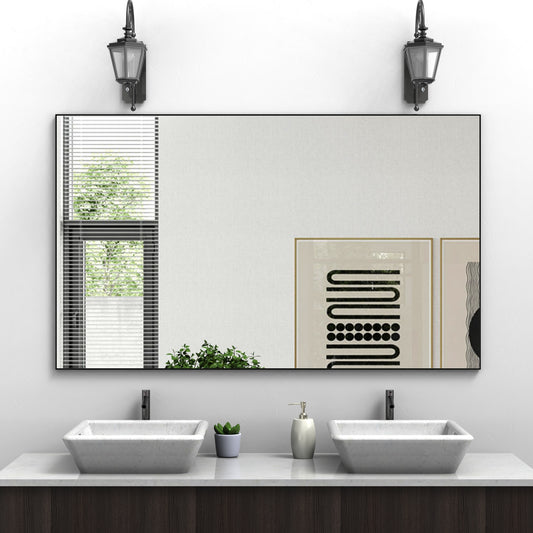 60"x36" Oversized Modern Rectangle Bathroom Mirror with Balck Frame Decorative Large Wall Mirrors for Bathroom Living Room Bedroom Vertical or Horizontal Wall Mounted mirror with Aluminum Frame