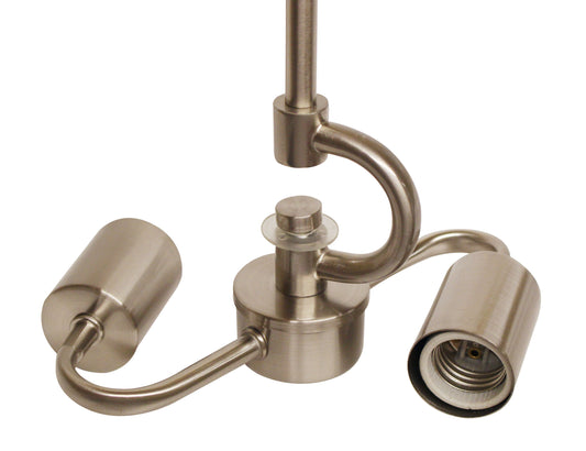 2-Light Vintage Pendant Fixture with Linen Fabric Cord, Ceiling Mount, E26 Base, UL Listed Brushed Nickel