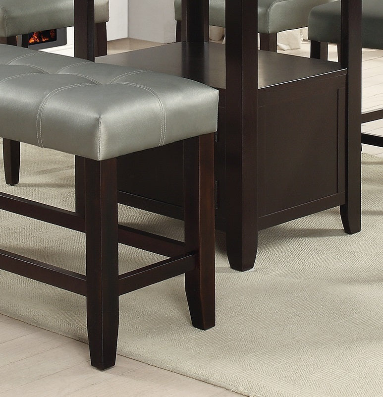 Counter Height Dining Table With Faux Marble Espresso Brown