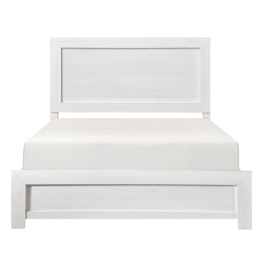 Modern White Queen Panel Bed with Rustic Charm - Bed in a Box
