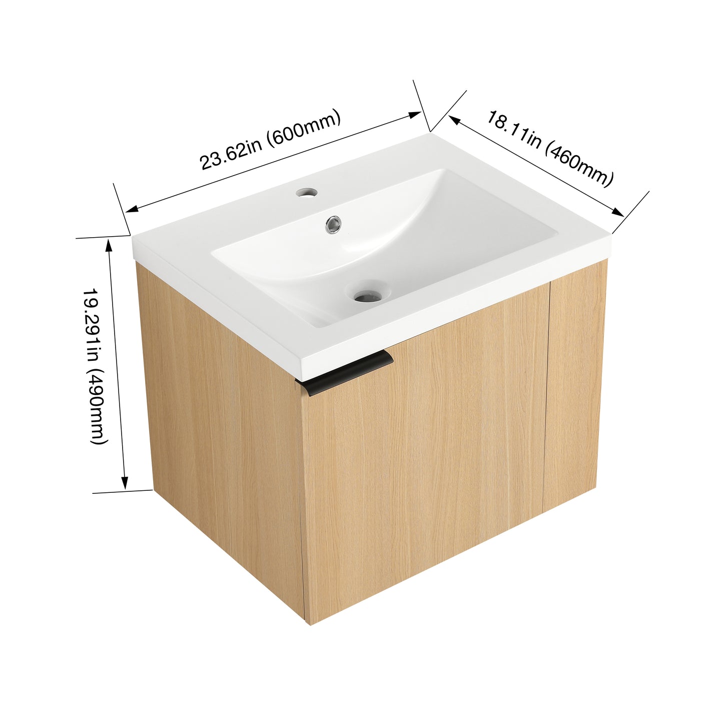 24" Modern Oak Bathroom Vanity Sink Set with Soft Close Doors - Spacious Storage & Easy Assembly