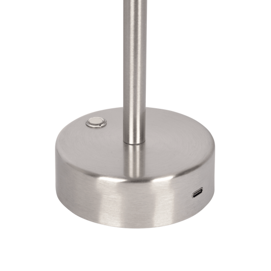 Rechargeable LED Table Lamp with Touch Sensor, Metal Desk Light, 5 x 5 x 10.5 in, 1 lb Brushed Nickel