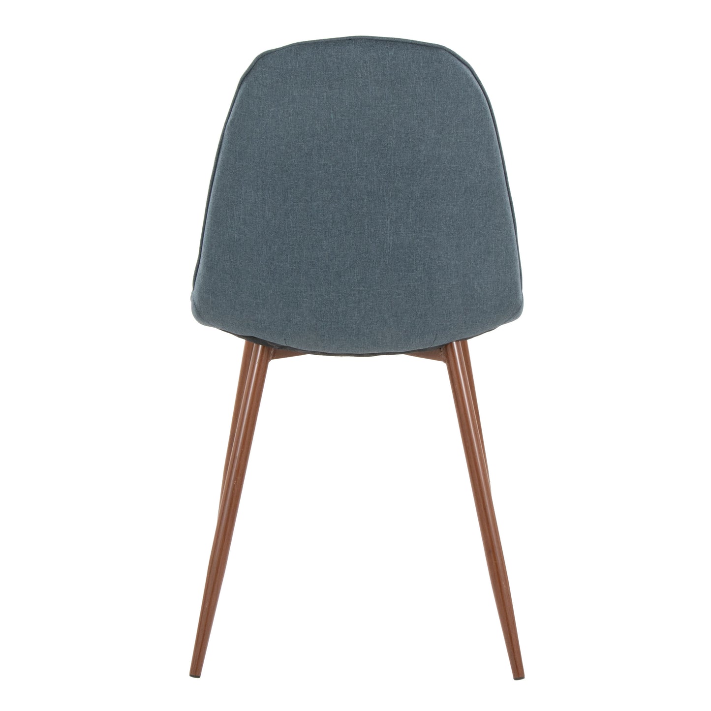 Pebble Mid-Century Modern Dining/Accent Chair in Walnut and Blue Fabric by LumiSource - Set of 2