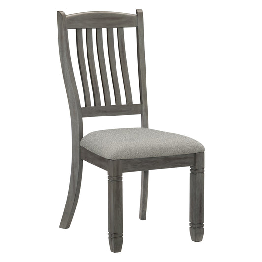 Dining Height Side Chairs Set of 2, Wood Frame, Textured Upholstery, 40in H Antique Gray