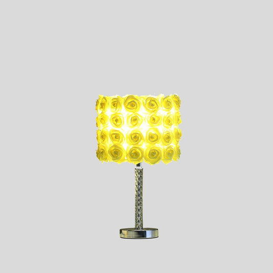 18.25-Inch Table Lamp with Acrylic/Metal Body, Drum Shade, E26 Socket, 110-120V, 80W Max, Switch, UL Listed, Yellow