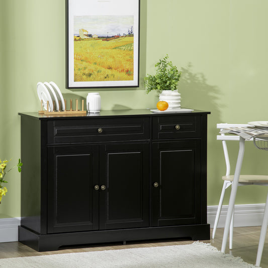 HOMCOM Sideboard Buffet Cabinet, Modern Kitchen Cabinet with 2 Drawers and Adjustable Shelves, Coffee Bar Cabinet, Black