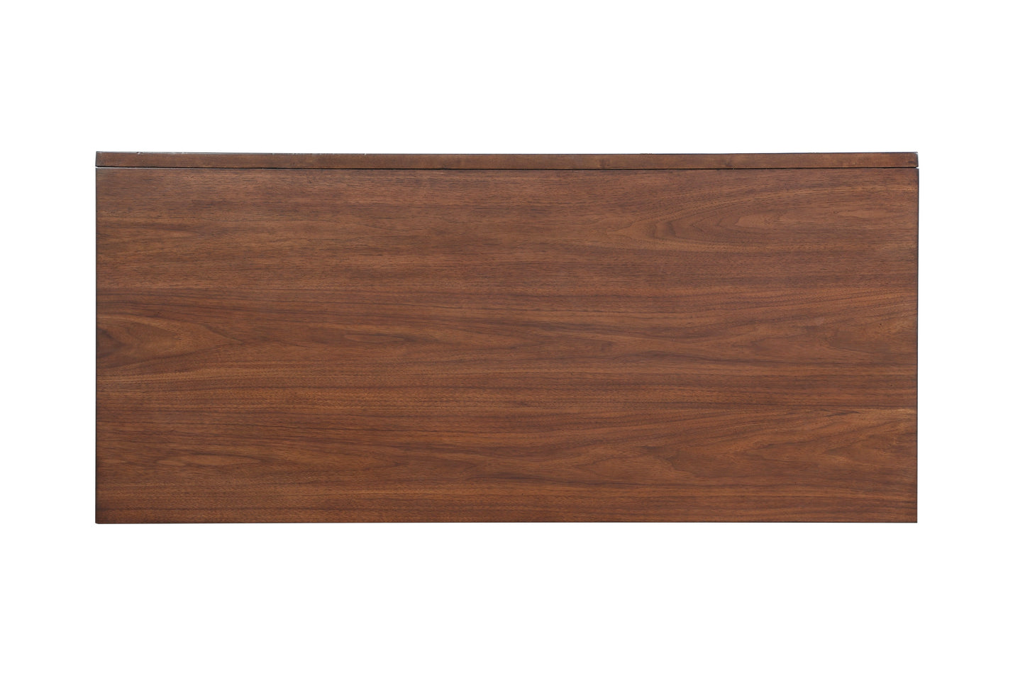 Mid-Century Modern Walnut Veneer Writing Desk with Storage Drawers and Nickel Knob Accents