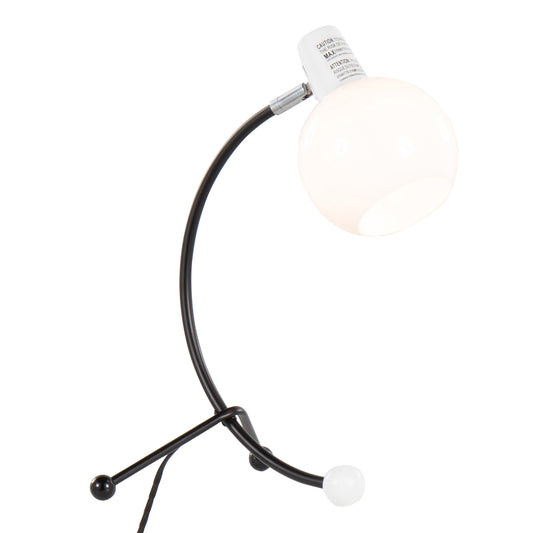 Adjustable Task Lamp with Metal Frame and Round Shade, Bulb Not Included, Indoor Use, Black and White