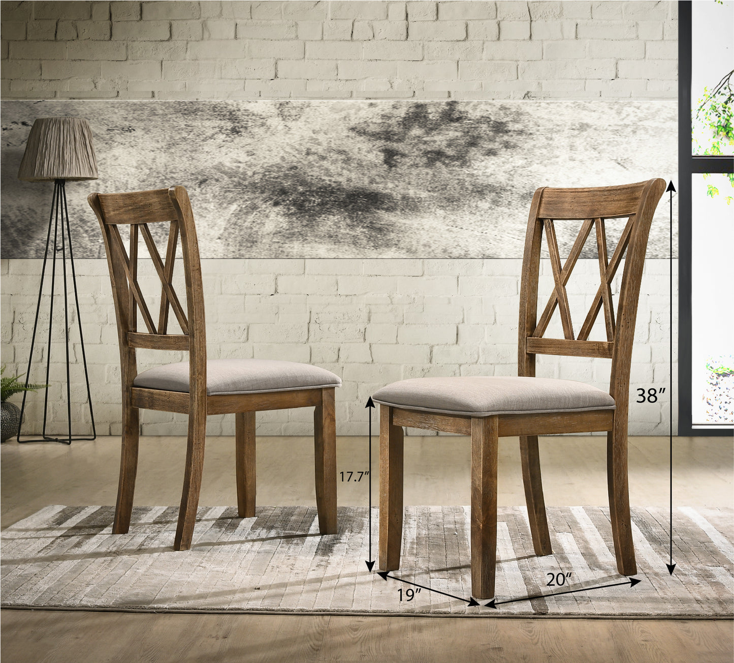 Round Rubberwood 5-Piece Dining Set Warm Brown Finish