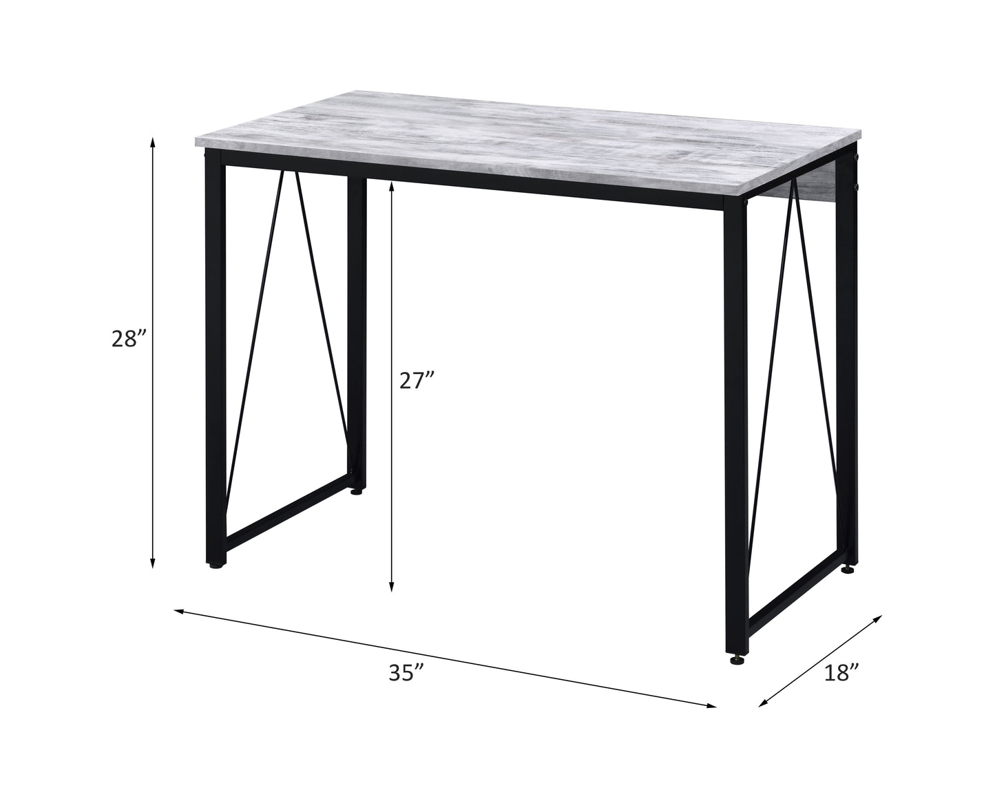 Antique-Inspired Black and White Writing Desk with V-Shaped Accent