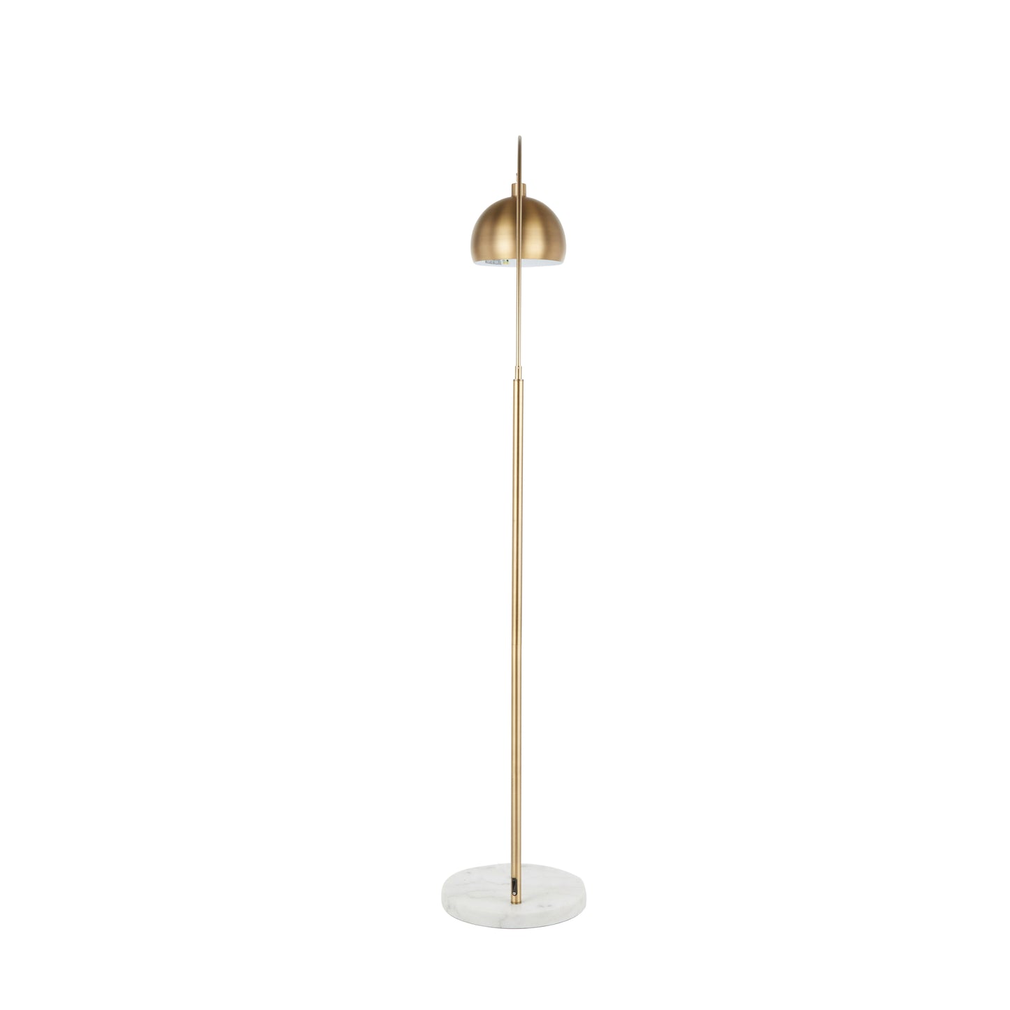 Contemporary Arc Floor Lamp with Marble Base and Half-Globe Shade, Foot Switch, 60W, Antique Brass