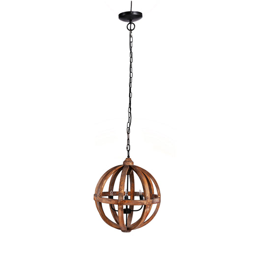 4-Light Wood Chandelier with Adjustable Chain for Kitchen, 22x22x29 in, Bulbs Not Included, Brown Finish