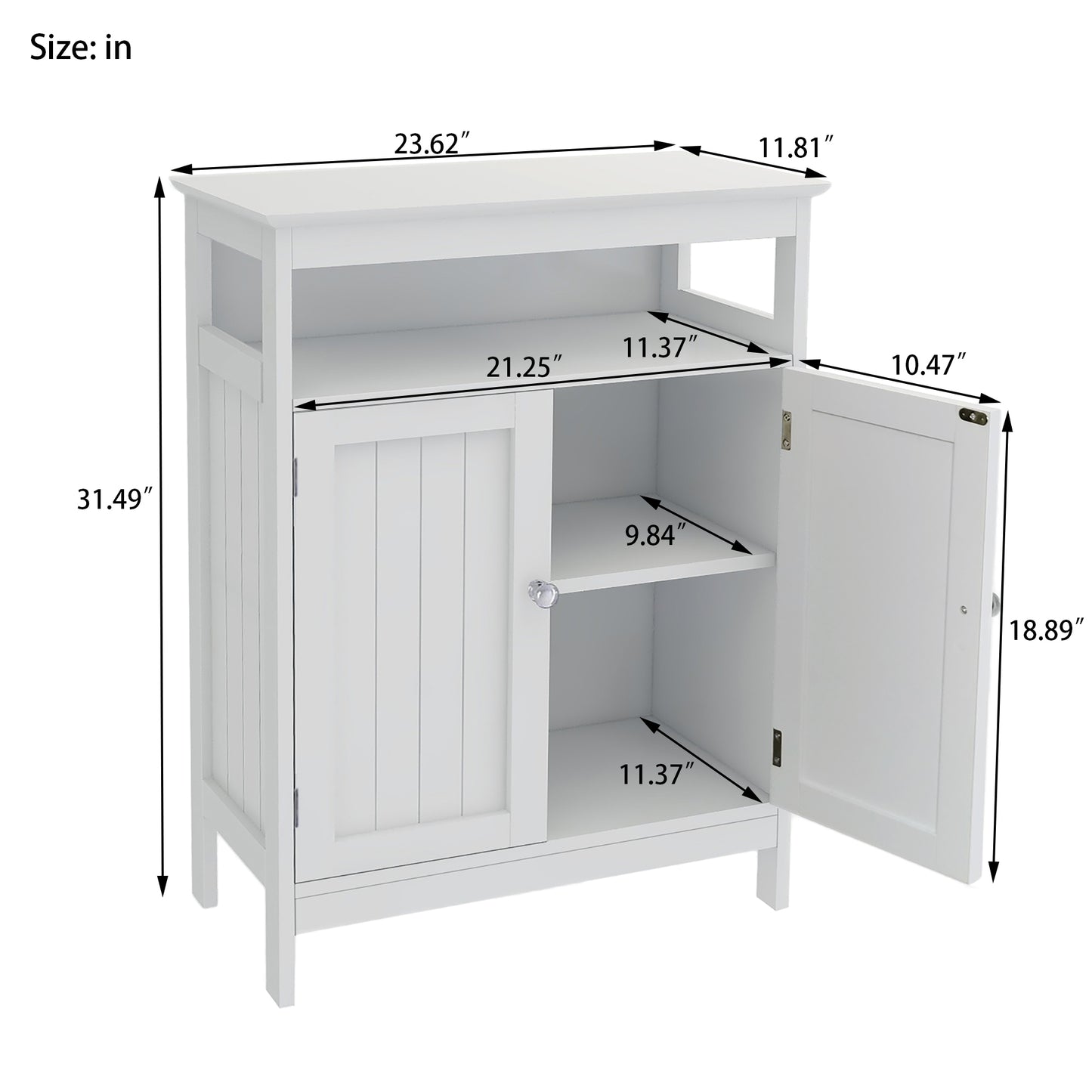 Elegant White Bathroom Storage Cabinet with Double Shutter Doors