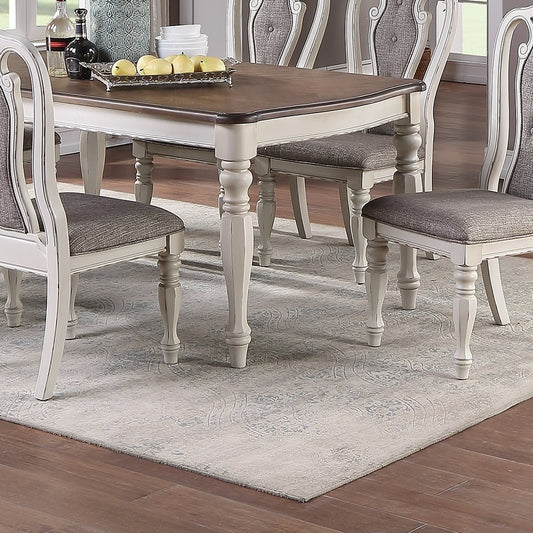 Transitional Dining Table Rectangle Oak Top Antique White