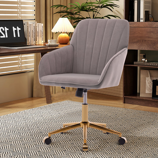 Elegant Ergonomic Swivel Office Chair with Golden Base and Memory Foam Cushion for Ultimate Comfort