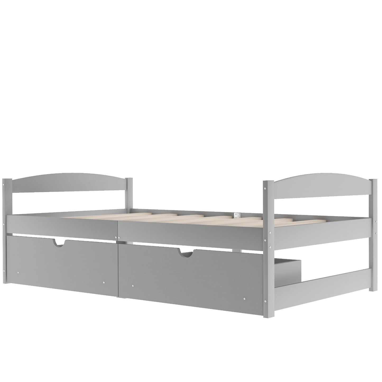 Gray Twin Platform Bed with Spacious Under-Bed Drawers