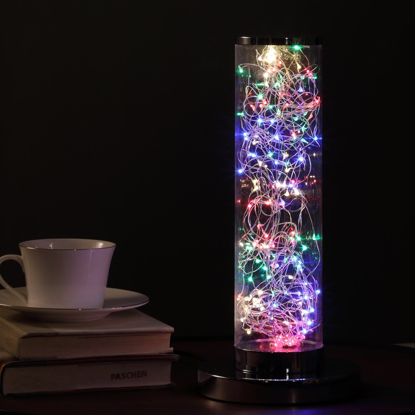 13-Inch Exposed Multicolored Rope LED Column Table Lamp with 8W LED, 750 Lumens, Switch Silver