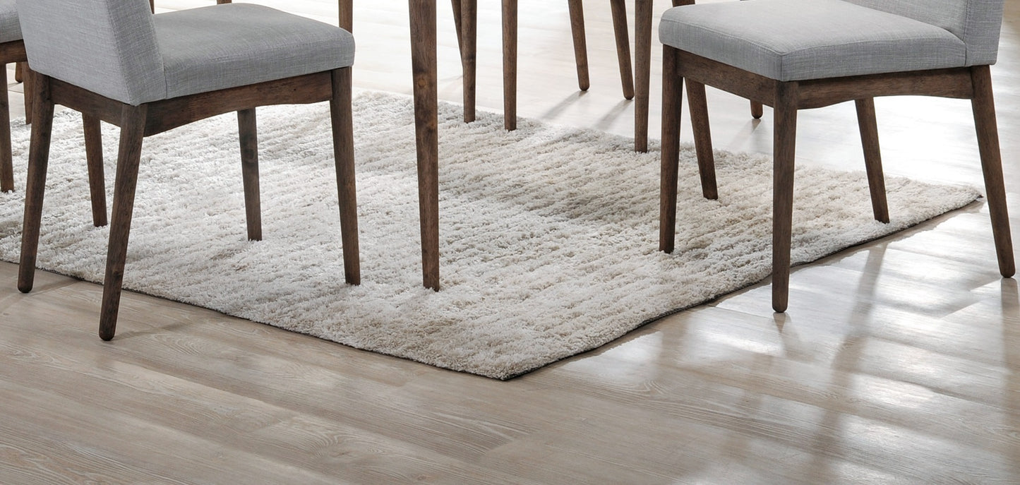 Mid-Century Dining Chair Set of 2 - Solid Wood Rubberwood, Fabric Upholstered Cushions, Natural