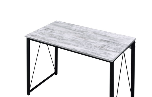 Antique-Inspired Black and White Writing Desk with V-Shaped Accent
