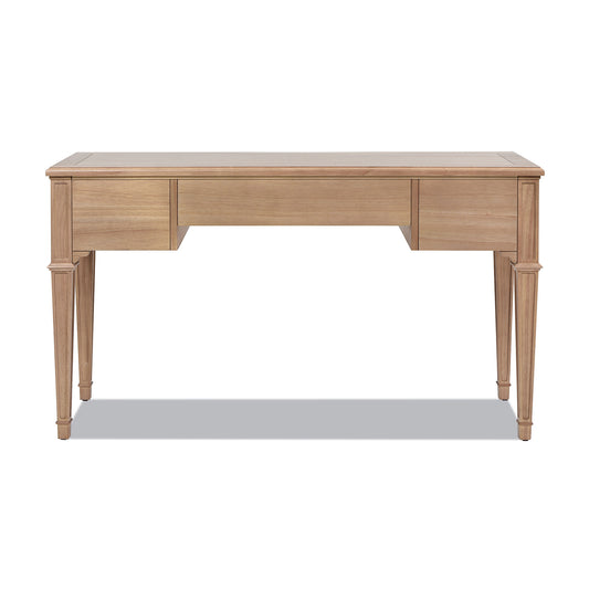 Elegant 55" Solid Wood Executive Desk with 3 Soft-Close Drawers in Natural Brown Finish