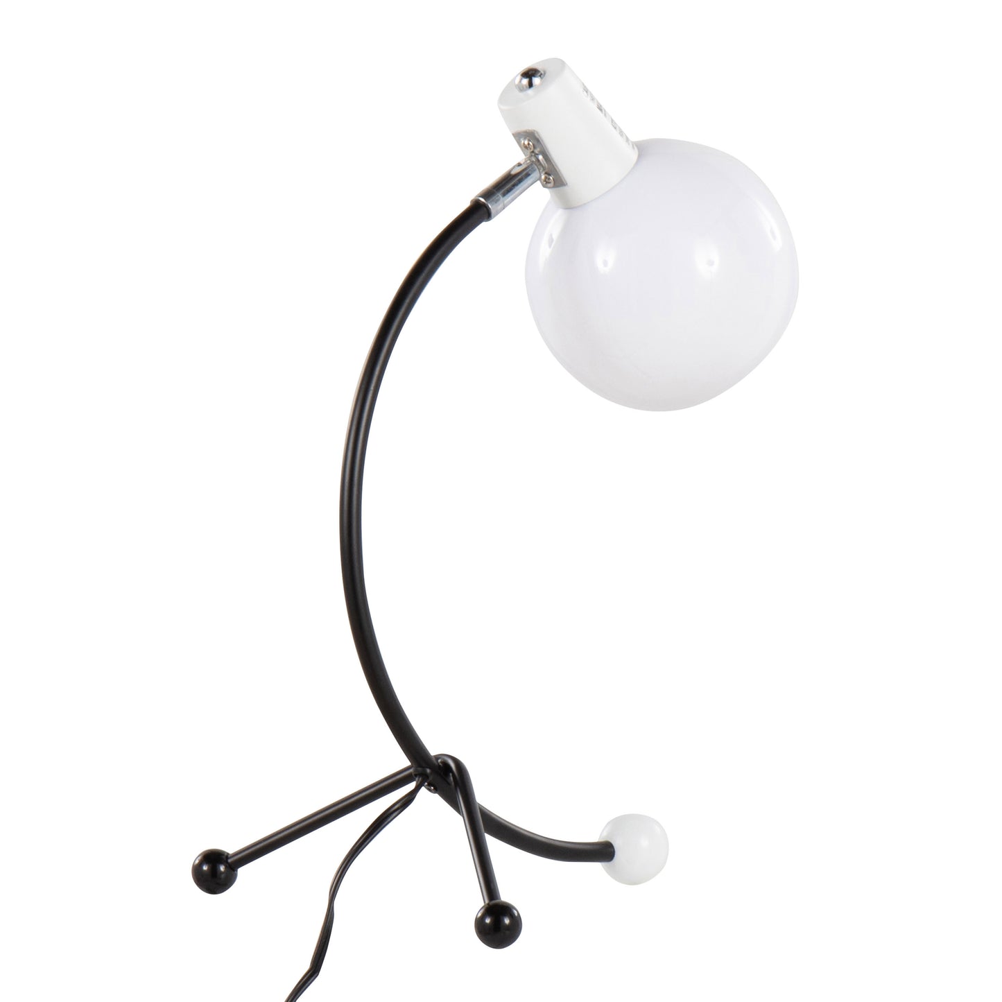 Adjustable Task Lamp with Metal Frame and Round Shade, Bulb Not Included, Indoor Use, Black and White