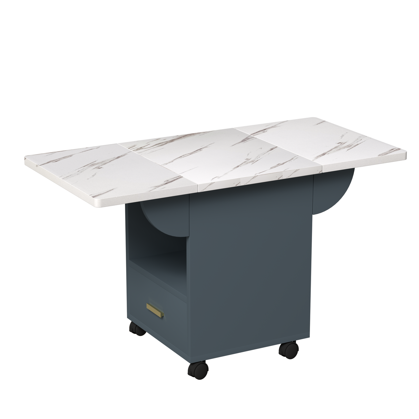 39.4 Inch Rolling Folding Dining Table With Storage Drawers