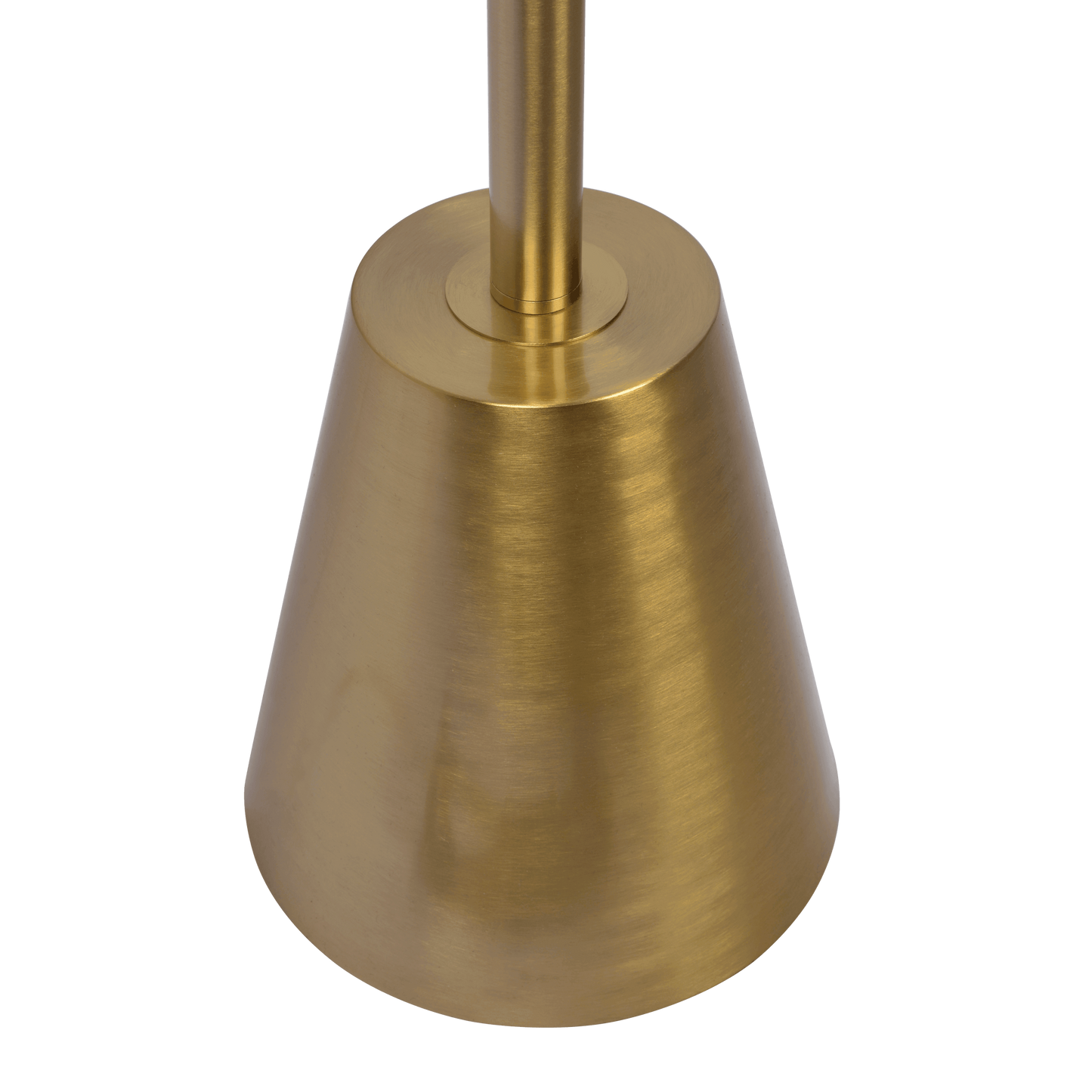63-Inch Floor Lamp with Rotary Switch, Triple Spotlight Heads, Metal Cone Base, Brassed Gold