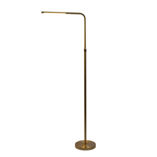 LED Floor Lamp with On/Off Switch, Adjustable Height, 63-Inch Tall Round Base, Modern Brassed Gold