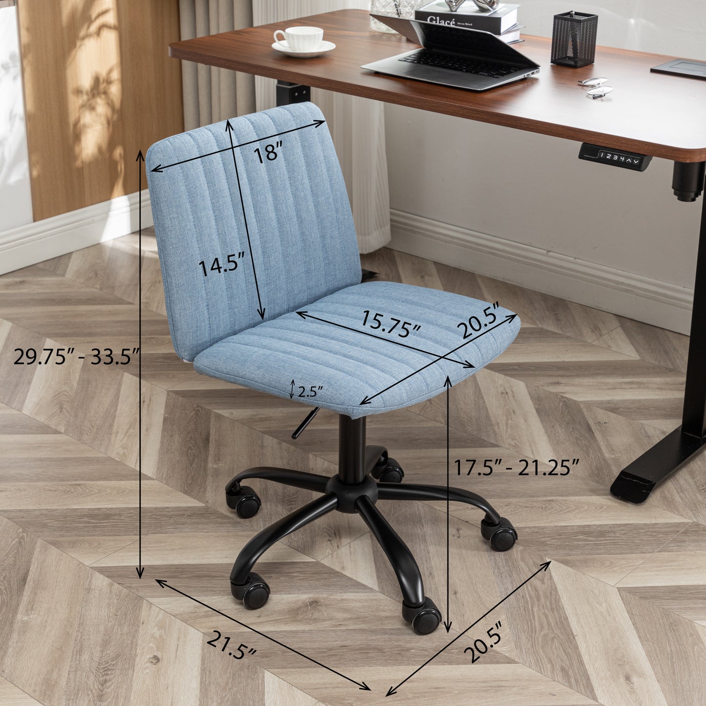 Contemporary Blue Masar Fabric Swivel Office Chair