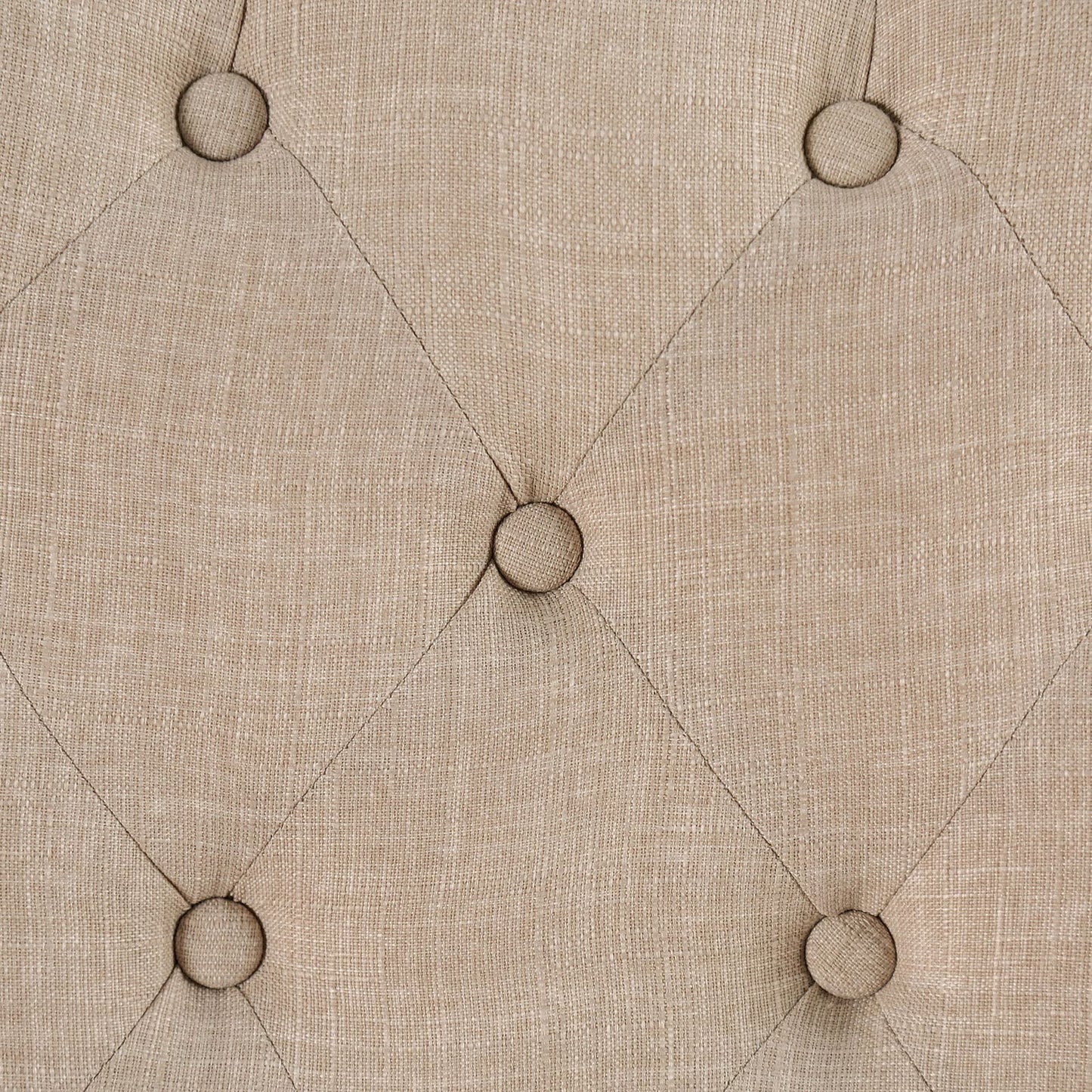 Set of 2 Side Dining Chairs - Button Tufted, Linen-Look, Solid Wood, Scroll Back, Rustic Chairs Ivory