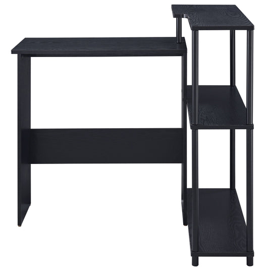 Modern Black Writing Desk with Integrated Bookshelf