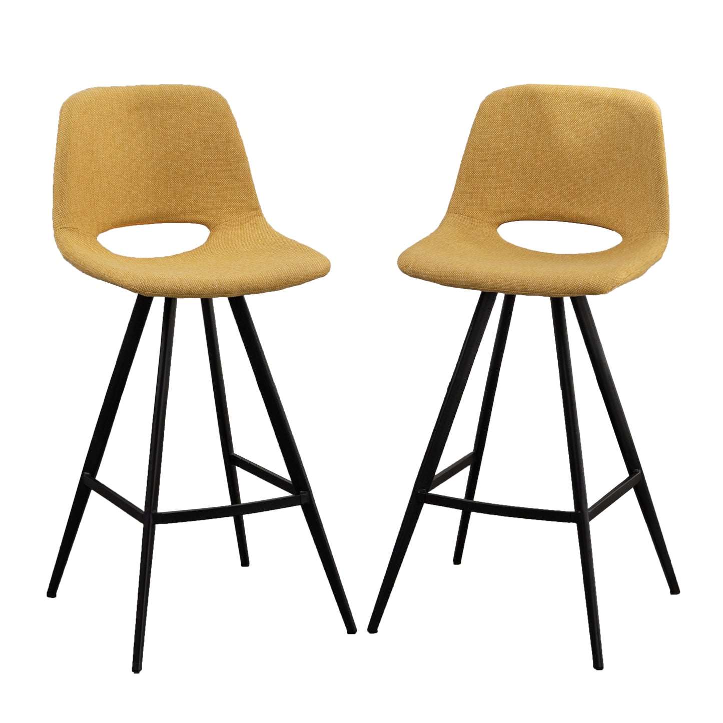 Porth Fabric Kitchen 28.25" Counter Height Stools, Set of 2, Yellow