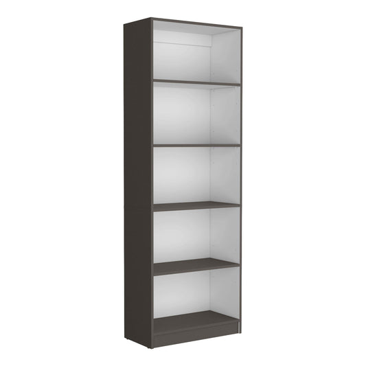 Modern Multi-Tiered Bookcase with 4 Shelves - Matt Gray/White Finish - Ideal for Home and Office Storage