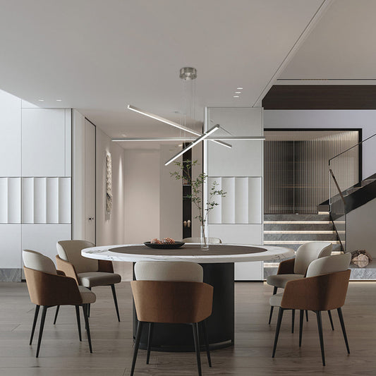 Integrated LED Pendant Light, Dimmable 15-100%, Adjustable Height, 47.6in Span, Iron Frame, Chrome