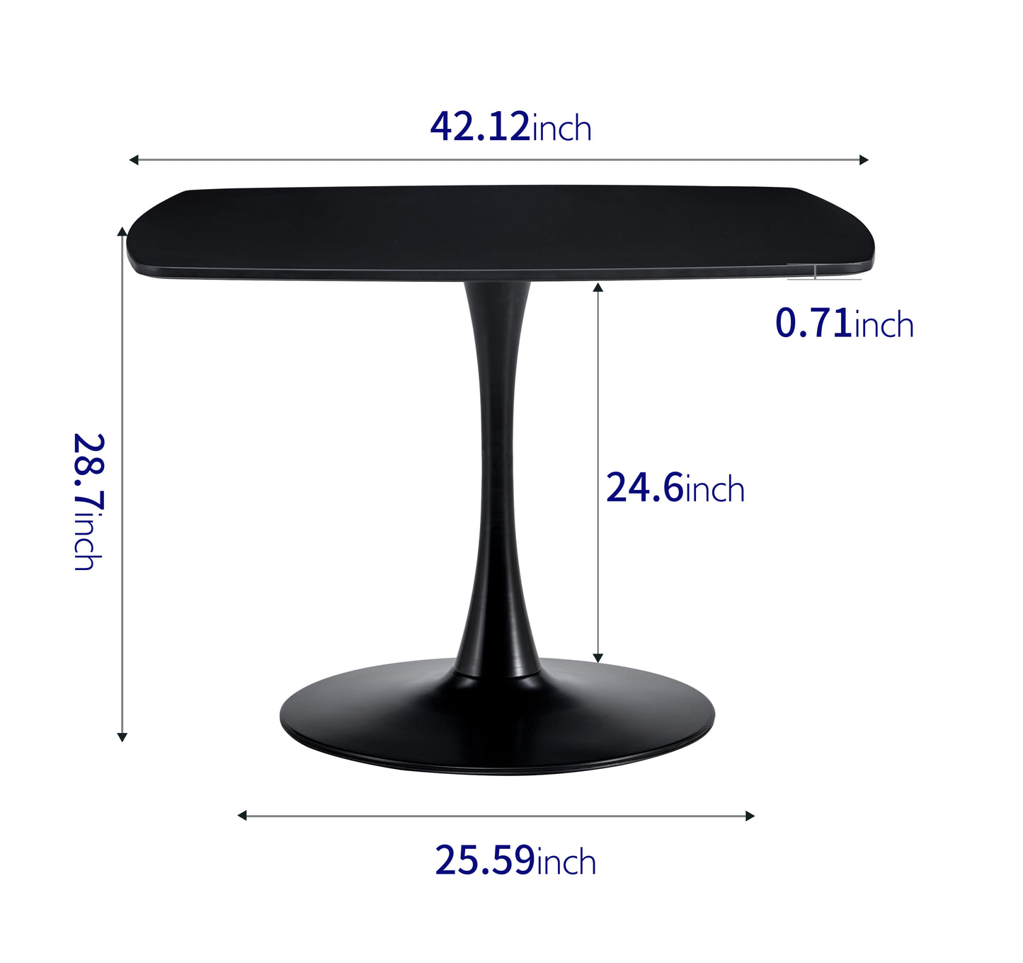 Round Dining Table 42in Pedestal MDF Seats 4 6 Matte Black