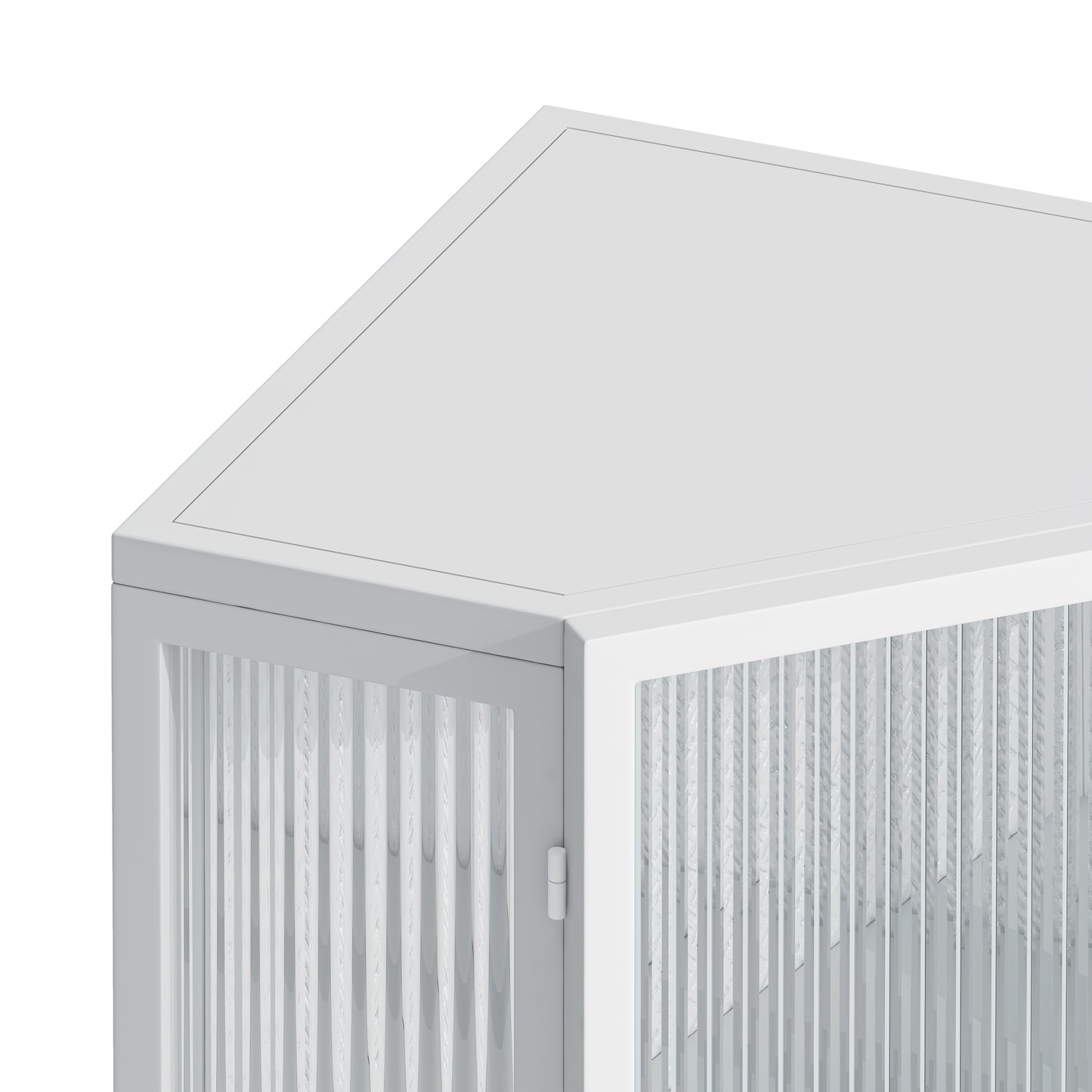22.25" Modern White Corner Cabinet with Tempered Glass Door and Dual Storage Shelves for Home Use