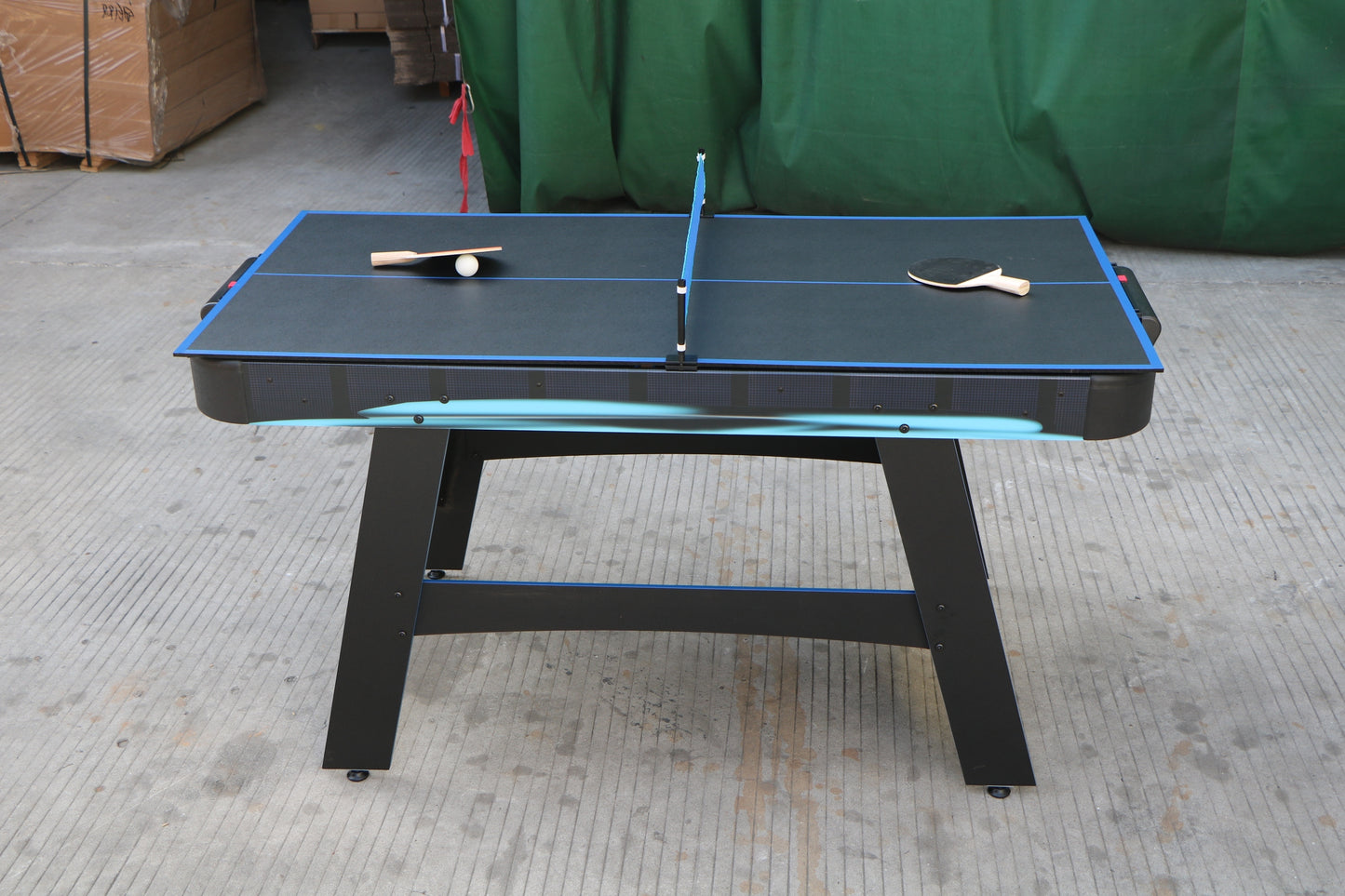 60-Inch 2-in-1 Air Hockey & Table Tennis Multifunction Table, MDF, Easy Assembly - Black, White & Blue