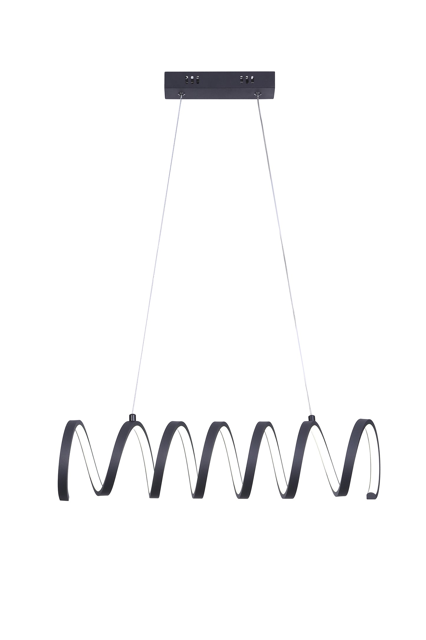 Modern Aluminum Spiral Loop Pendant Light with 14W LED, Adjustable Suspension, 23 in Length Matte Black