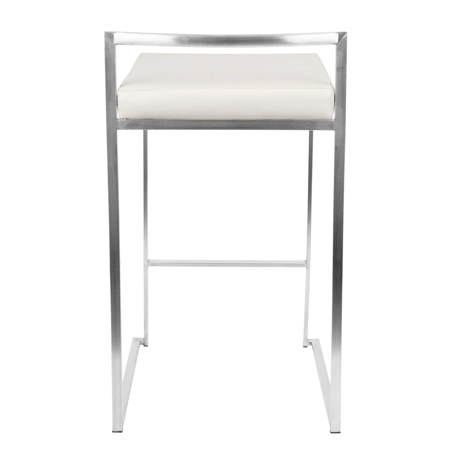 Fuji Contemporary Stackable Counter Stool in White Faux Leather by LumiSource - Set of 2