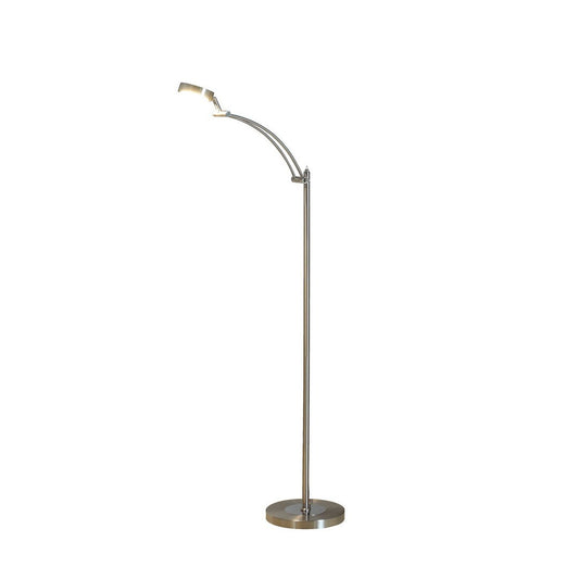 54-Inch Integrated LED Task Floor Lamp with Round Metal Shade 480-Lumen, 2700K, 6W, On/Off Toggle, Silver