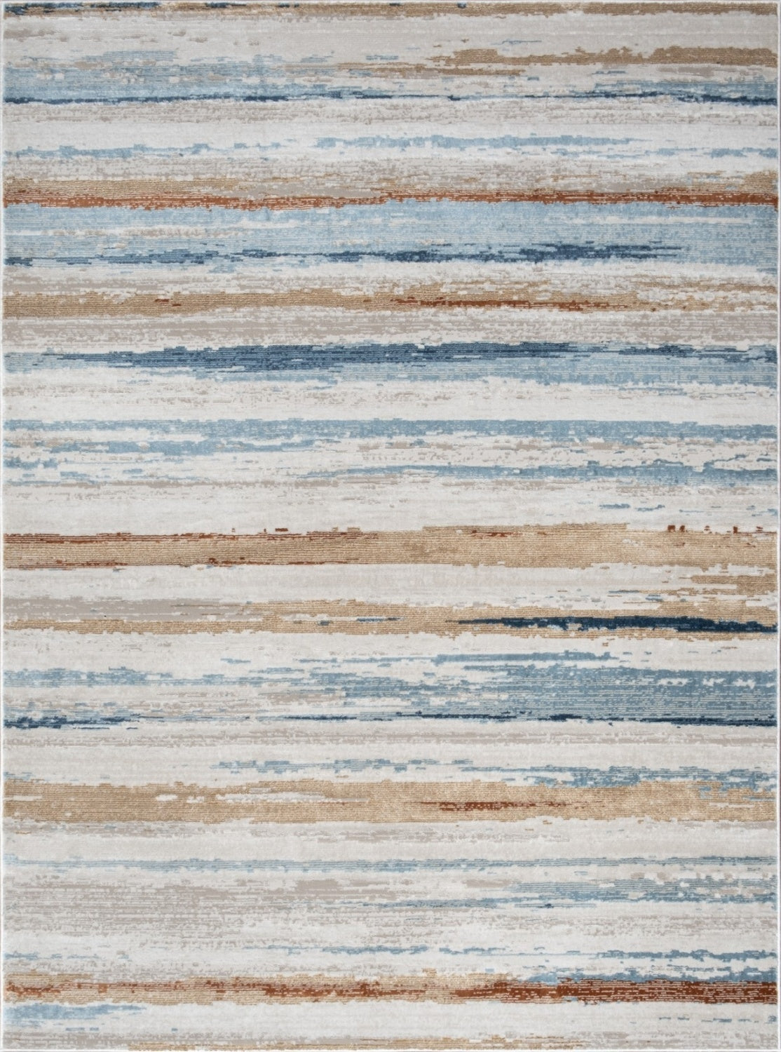 Abstract-Patterned Area Rug, 7'3 x 5'3, 0.31-In Pile, 100% Polyester, High-Traffic, Entryway, Ivory