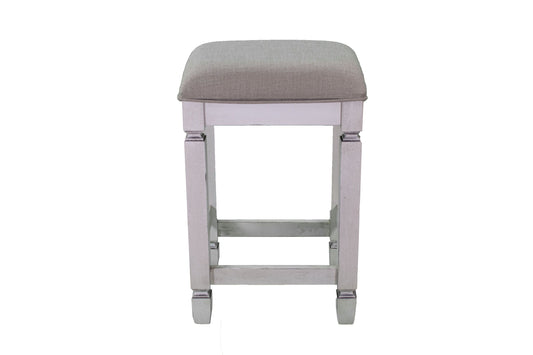 72-Inch Console Table with 4 Stools, Solid Wood + MDF, Entryway, Rustic Farmhouse Style Antique White