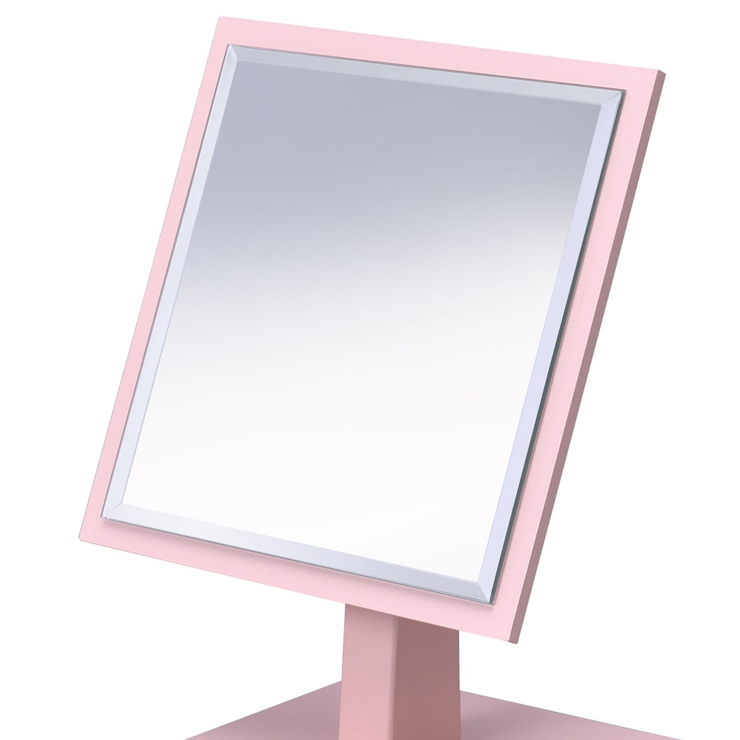 Pastel Pink 9.25" Decorative Pedestal Makeup Mirror with Wooden Base