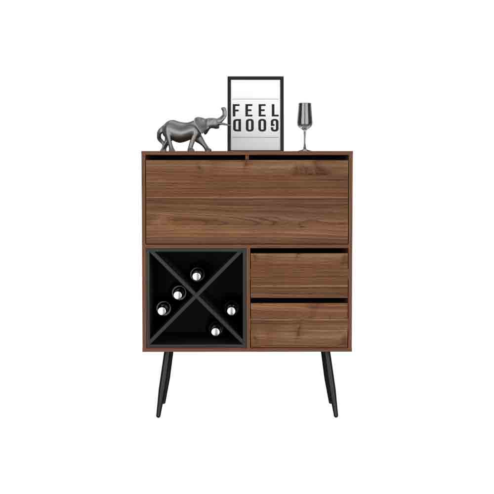 Mahogany And Black Octopus Bar Cabinet For Living Room