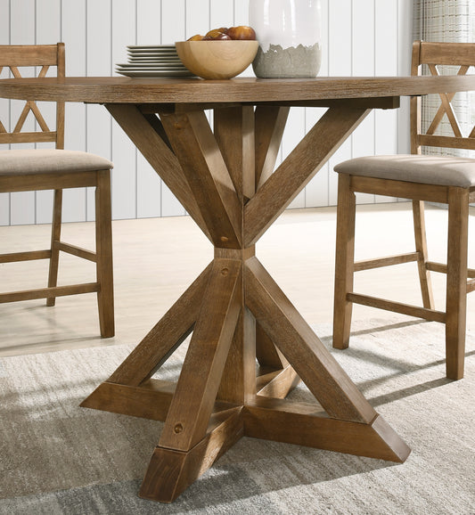 Cross Buck Counter Height Dining Table Hardwood Rich Brown