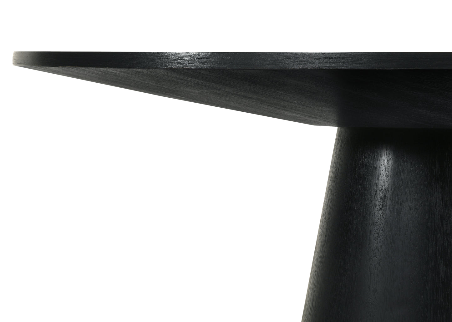 Round Dining Table 59 Inch Wide Solid Wood MDF Ebony Black