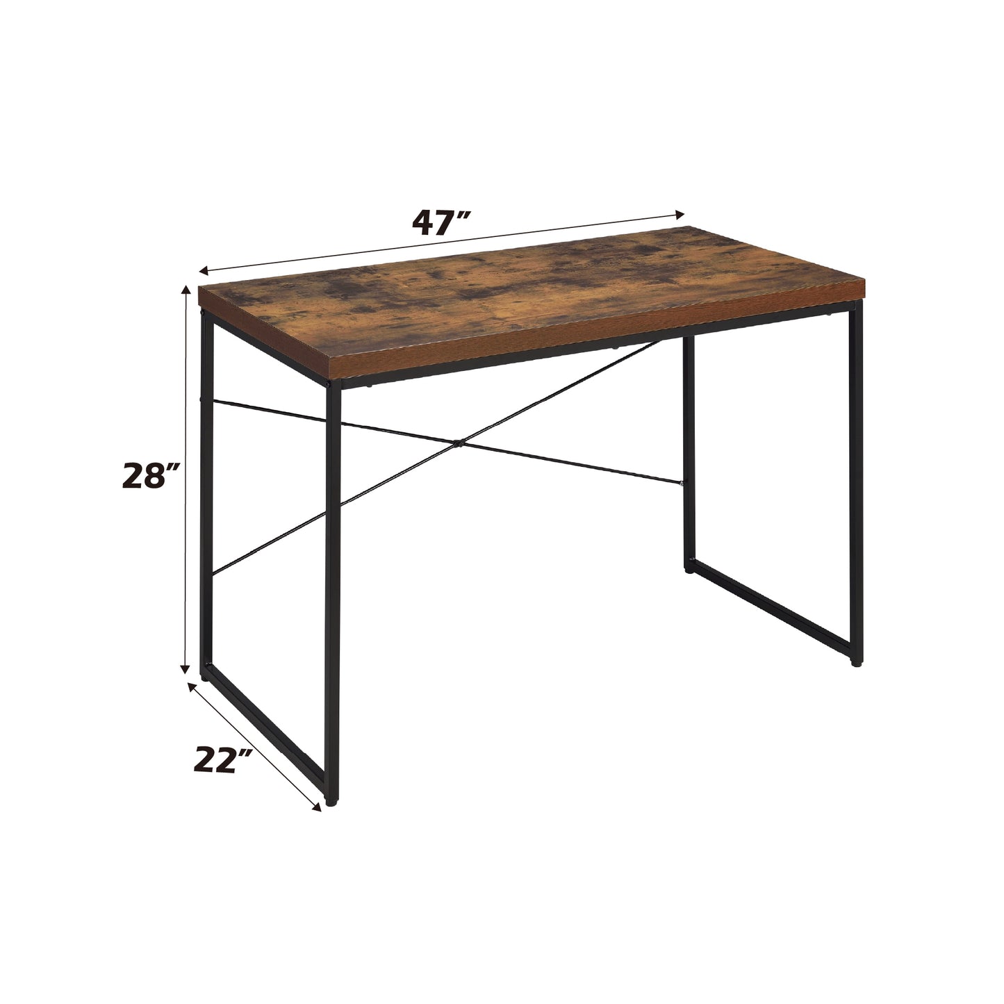 Rustic Oak and Black Industrial Writing Desk