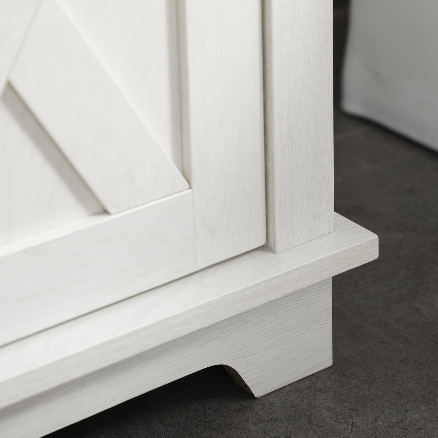 Farmhouse Style Under Sink Cabinet with Double Doors and Shelves for Bathroom Storage - White