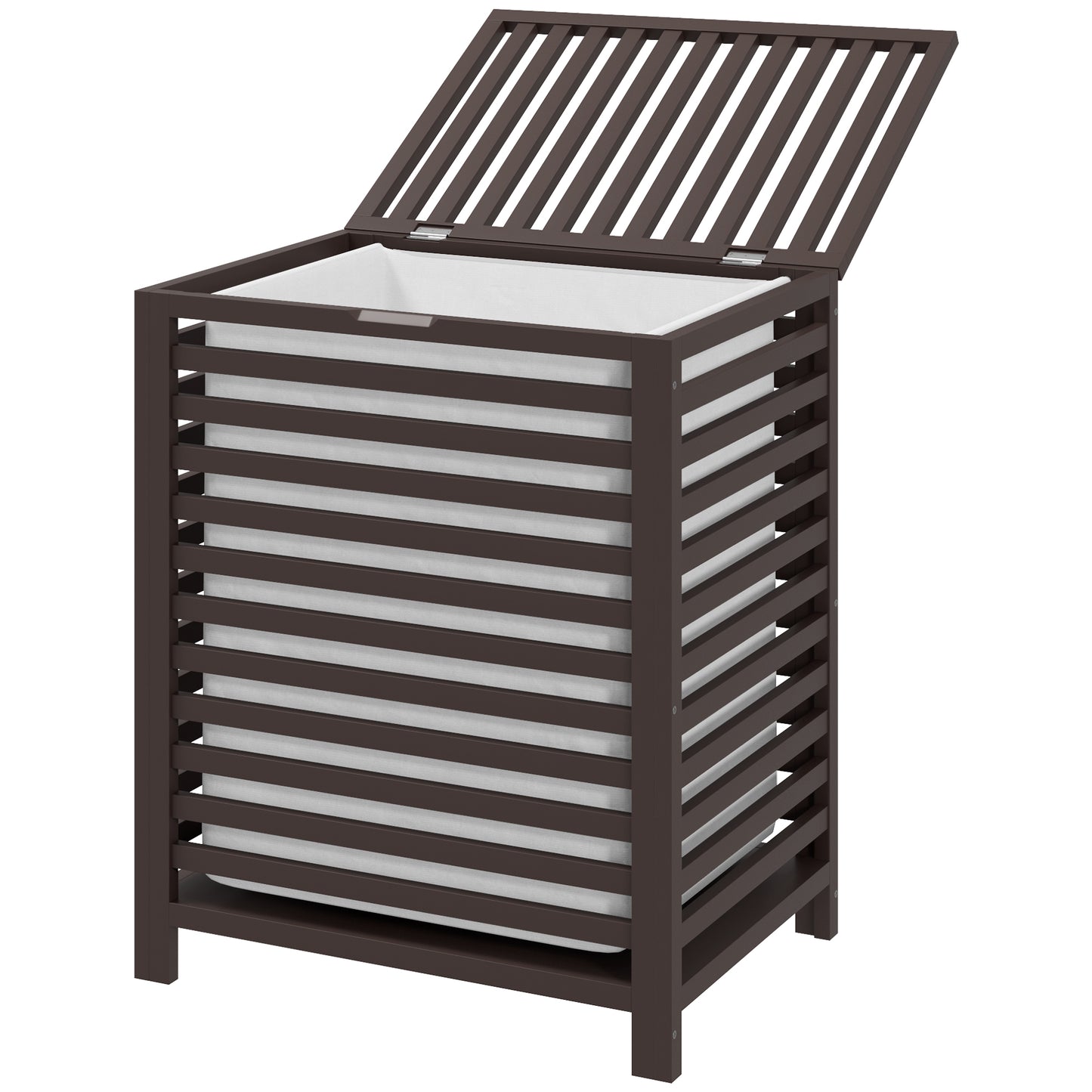 HOMCOM Bamboo Laundry Hamper with Lid, Laundry Basket with Removable Liner Bag, Dirty Clothes Hamper, 19.75 x 14.25 x 23.5 Inches, Coffee