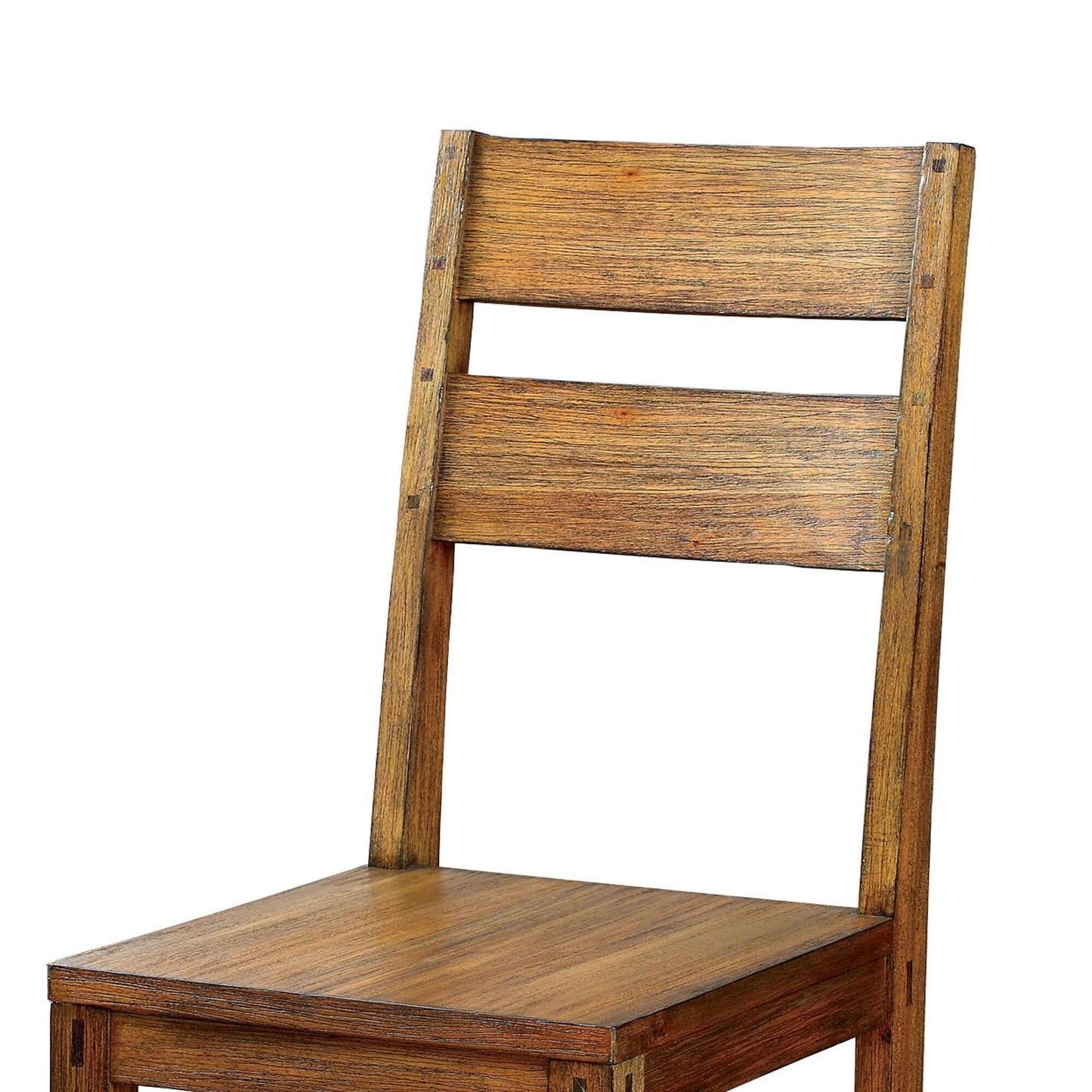 Solid Wood Dining Chairs, Panel Back, Rustic Style, Set of 2 for Kitchen, Wood Seat, Dark Oak